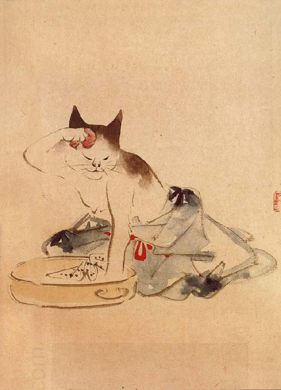 Hiroshige, Ando Cat Bathing China oil painting art